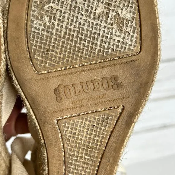Soludos Marseille Espadrille Wedges Ivory Shoe Size 10