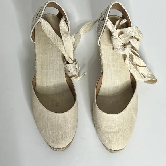 Soludos Marseille Espadrille Wedges Ivory Shoe Size 10