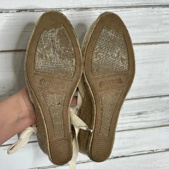 Soludos Marseille Espadrille Wedges Ivory Shoe Size 10