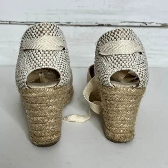 Soludos Marseille Espadrille Wedges Ivory Shoe Size 10