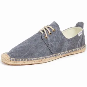 SOLUDOS Men’s Canvas  Derby Lace Up Espadrille Sneakers in Dark Grey,Size 9, NEW