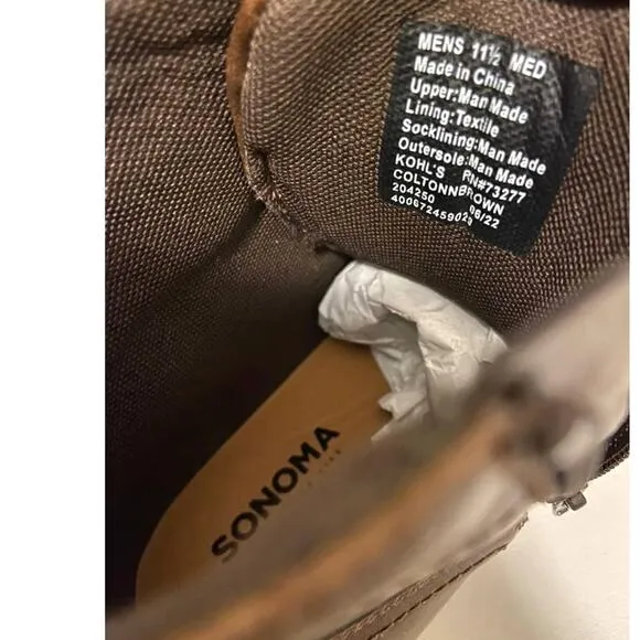 Sonoma Men's Combat Boots  'Coltonn' Brown 11.5    NWT