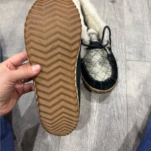 Sorel Black and White Moccasins
