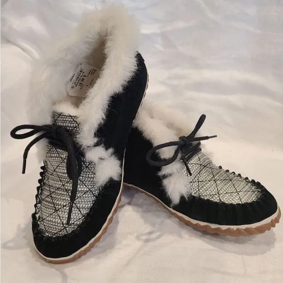Sorel Black and White Moccasins