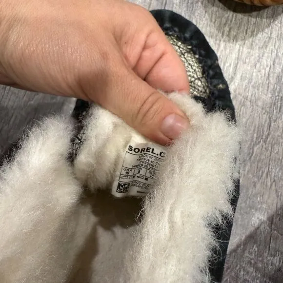 Sorel Black and White Moccasins