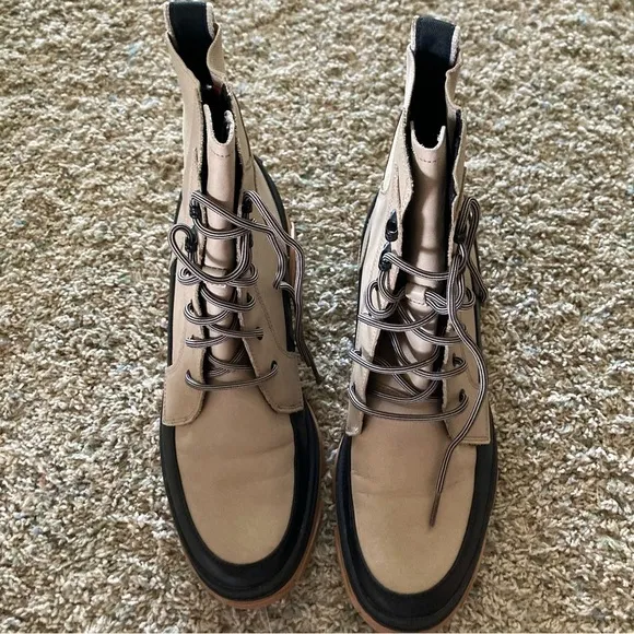 Sorel Free People Brex Lace Up Boots Taupe Leather Sz 11