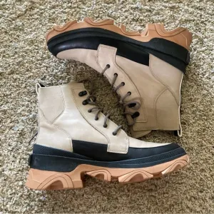 Sorel Free People Brex Lace Up Boots Taupe Leather Sz 11