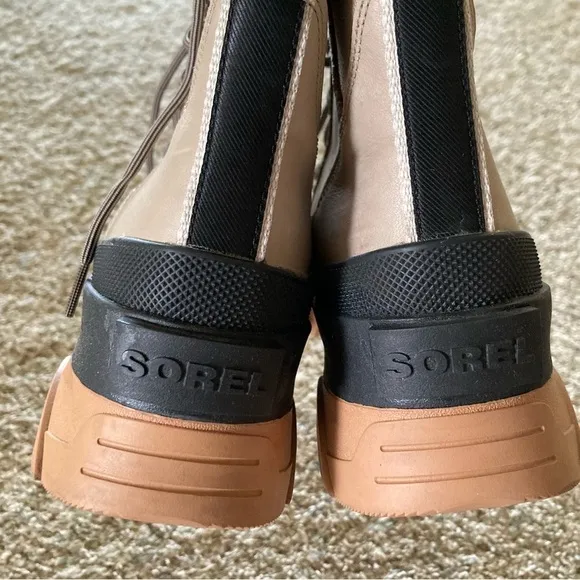 Sorel Free People Brex Lace Up Boots Taupe Leather Sz 11