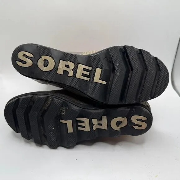 Sorel Gray Lexie Wedge Boots Women's Size 10 NL3046 EUC Grey Pink Lace