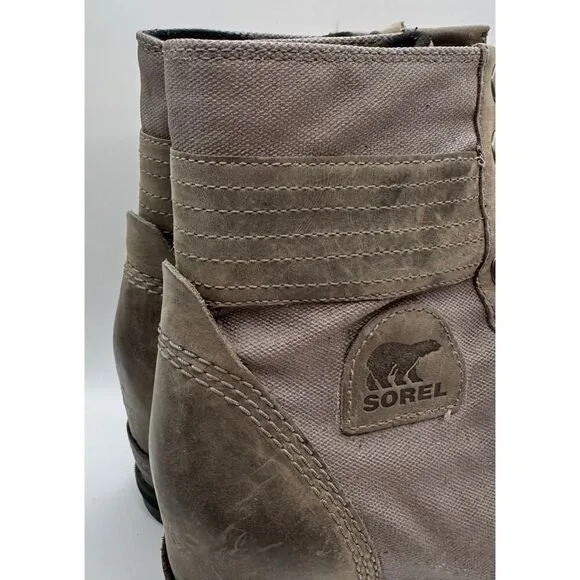Sorel Gray Lexie Wedge Boots Women's Size 10 NL3046 EUC Grey Pink Lace
