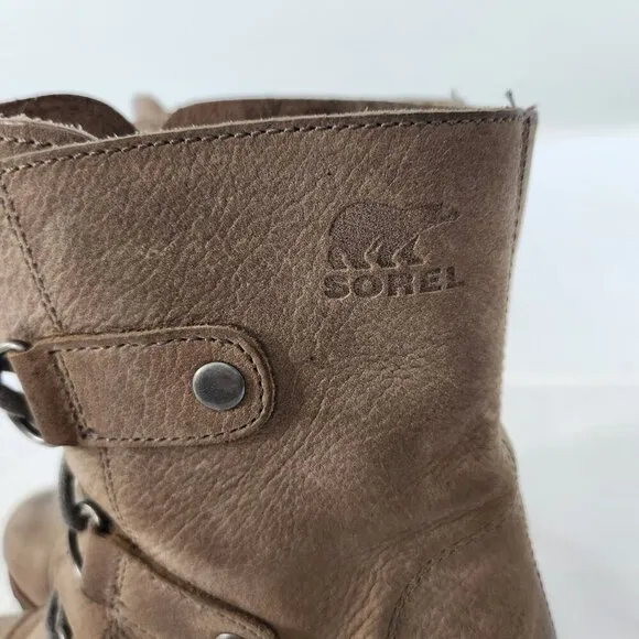 Sorel Joan Of Arctic Boots Women’s Size 8 Taupe Wedge Lace Up Waterproof