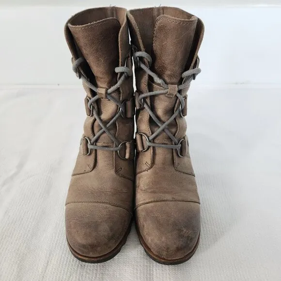 Sorel Joan Of Arctic Boots Women’s Size 8 Taupe Wedge Lace Up Waterproof
