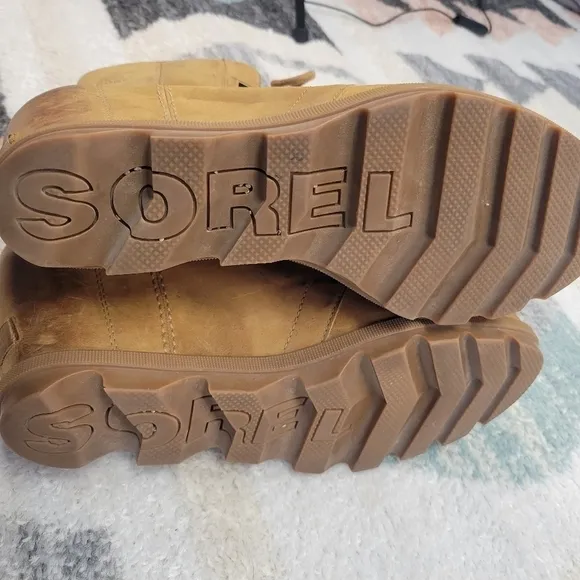 SOREL Joan of Arctic Tan Leather Wedge Bootie Size 11