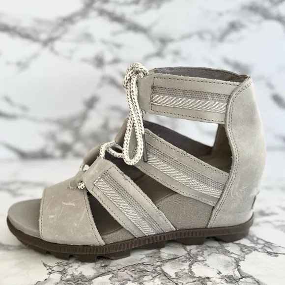 Sorel Joanie II Women’s Grey Lace Up WedgeSandals 9.5