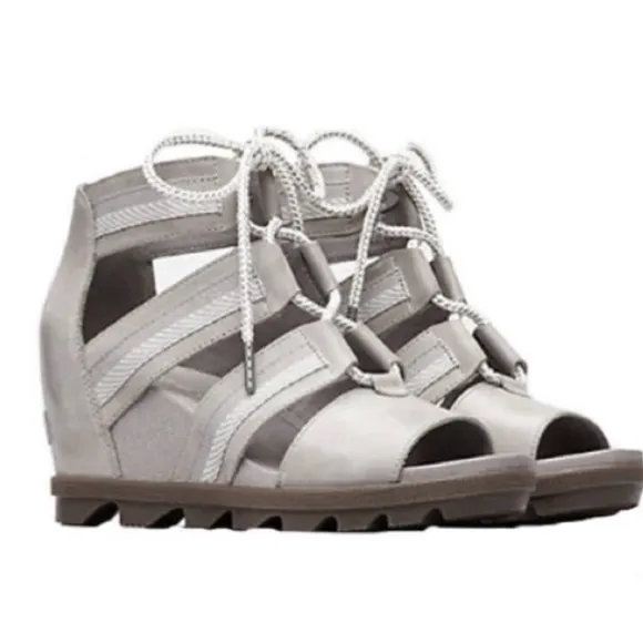 Sorel Joanie II Women’s Grey Lace Up WedgeSandals 9.5