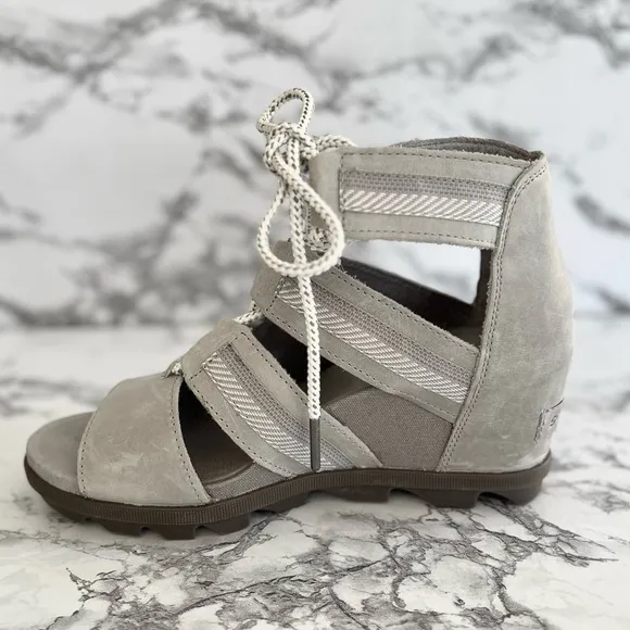Sorel Joanie II Women’s Grey Lace Up WedgeSandals 9.5