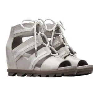 Sorel Joanie II Women’s Grey Lace Up WedgeSandals 9.5