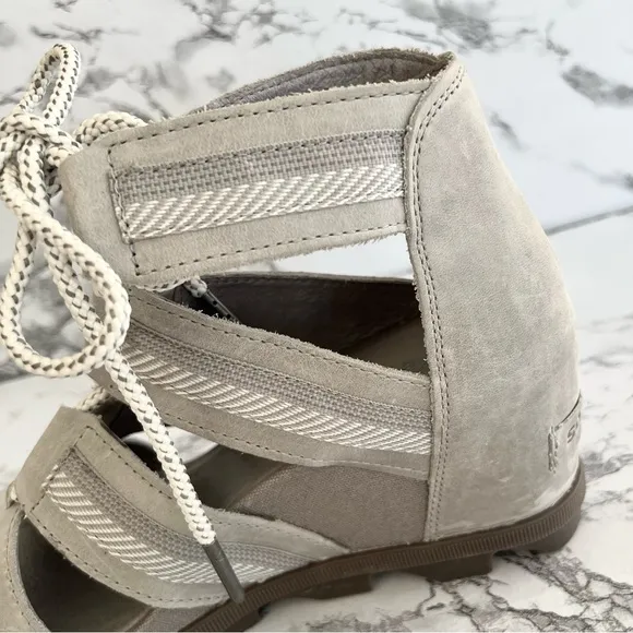 Sorel Joanie II Women’s Grey Lace Up WedgeSandals 9.5