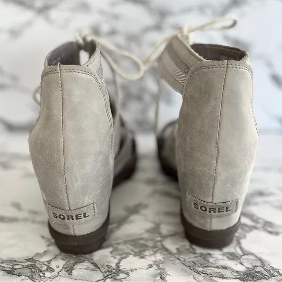 Sorel Joanie II Women’s Grey Lace Up WedgeSandals 9.5