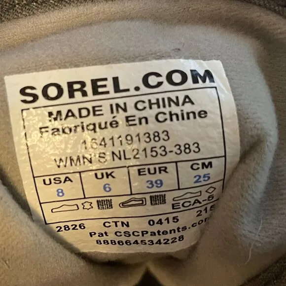 Sorel Lace Up Slim Combat Boots Olive Green Herringbone Size 8
