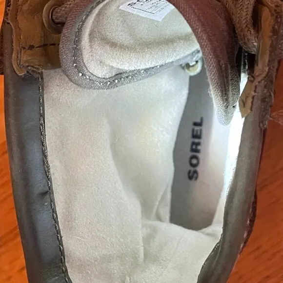 Sorel Lace Up Slim Combat Boots Olive Green Herringbone Size 8