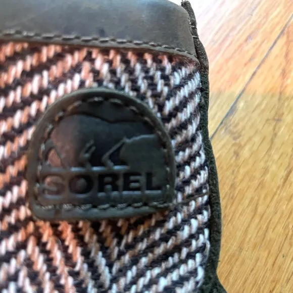 Sorel Lace Up Slim Combat Boots Olive Green Herringbone Size 8
