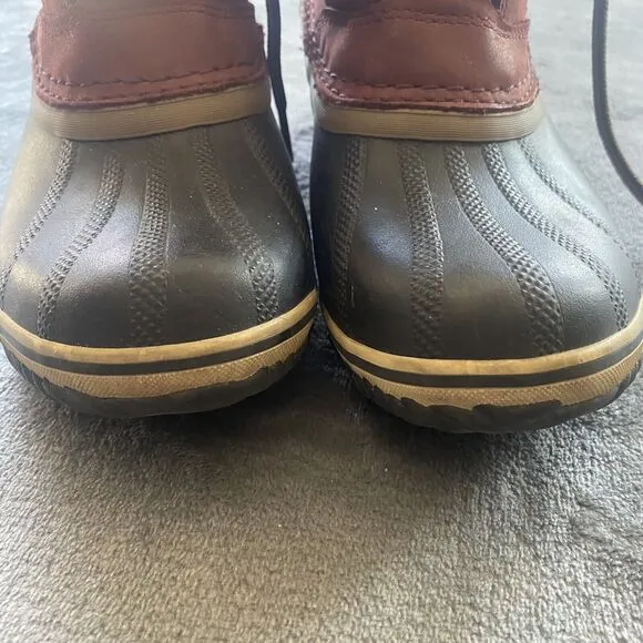 Sorel Slimpack II Lace up Duck Rain Boots Cranberry Women's Size 6.5