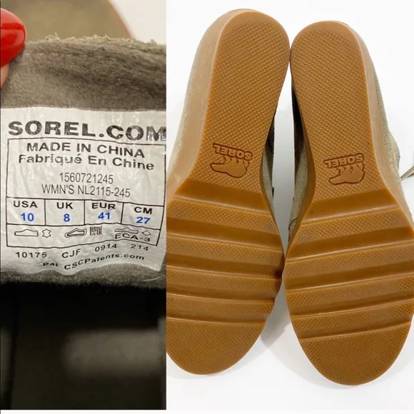 Sorel • Toronto tan gray lace up wedge boots