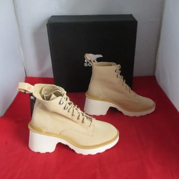 SOREL Women's Hi-Line Lace-Up Lug Combat Boots - US Size 7 1/2 - Ceramic - #892