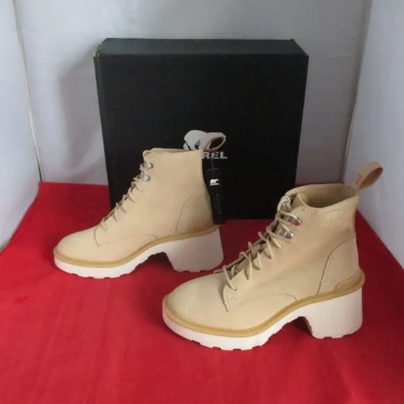 SOREL Women's Hi-Line Lace-Up Lug Combat Boots - US Size 7 1/2 - Ceramic - #892
