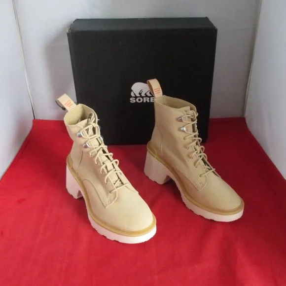 SOREL Women's Hi-Line Lace-Up Lug Combat Boots - US Size 7 1/2 - Ceramic - #892