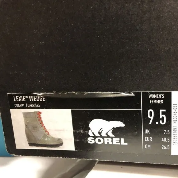 Sorel Women's Lexie Wedge, Quarry Lace-Up Boots, Size 9.5M.