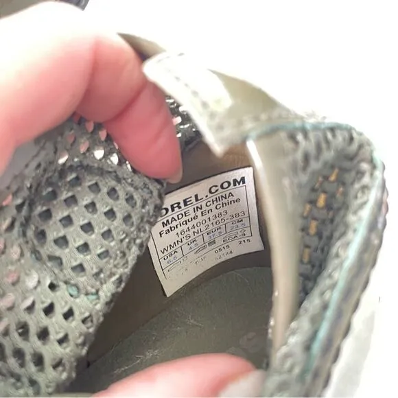Sorel Women’s Major Lace Mesh Boot Patent Leather Hunter Green Lace-Up Flats 6.5