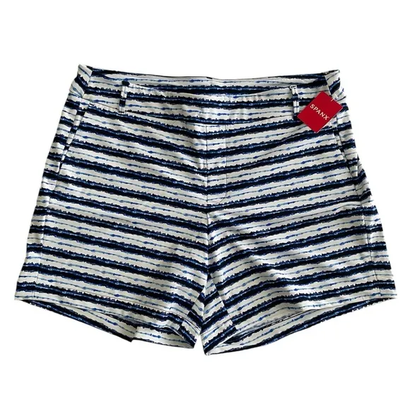 Spanx Sunshine Shorts 6” Blue Painted Stripe
