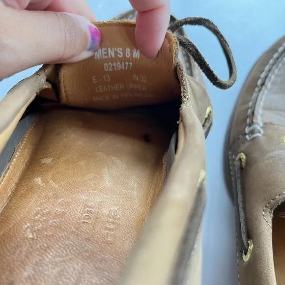 Sperry 0219477 Top-Sider Mens Size 8M Gold 2-Eye Tan Boat Shoe Moc Slip On Shoes
