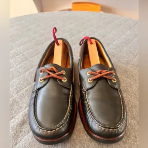 SPERRY Gold Cup 9.5 A/O 2 Eye TopSider Black Buttery Leather Boat Shoes Orig$175