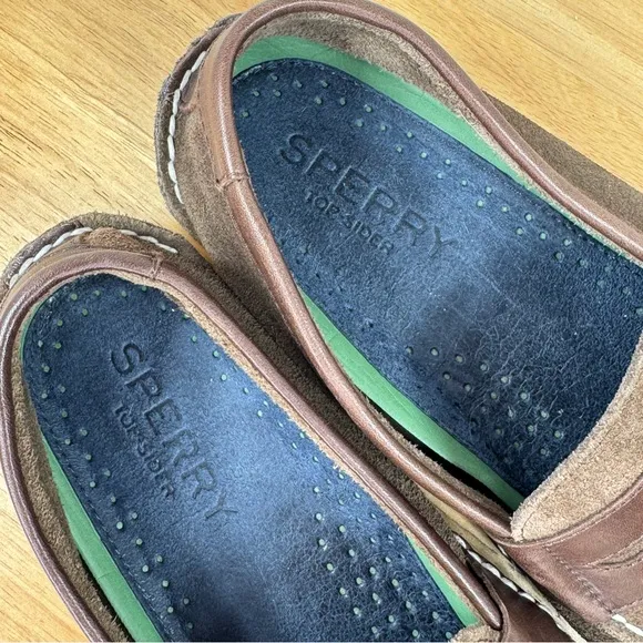 Sperry Suede Nautical Penny Loafer Shoes Brown Mens Size 10