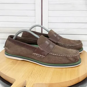 Sperry Suede Nautical Penny Loafer Shoes Brown Mens Size 10