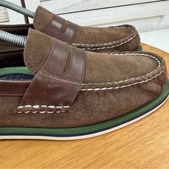 Sperry Suede Nautical Penny Loafer Shoes Brown Mens Size 10