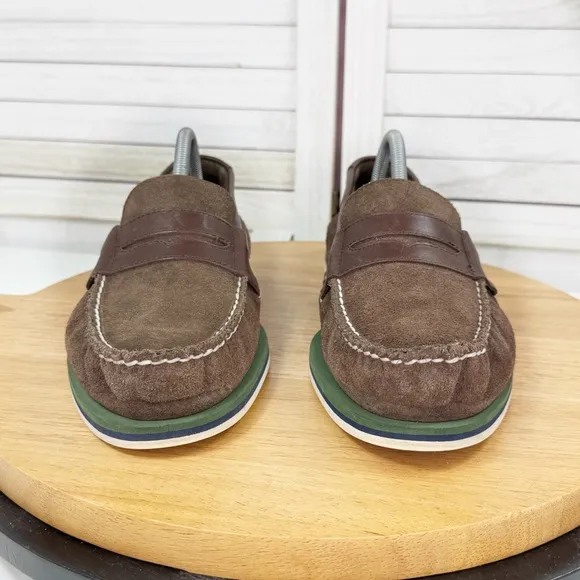 Sperry Suede Nautical Penny Loafer Shoes Brown Mens Size 10
