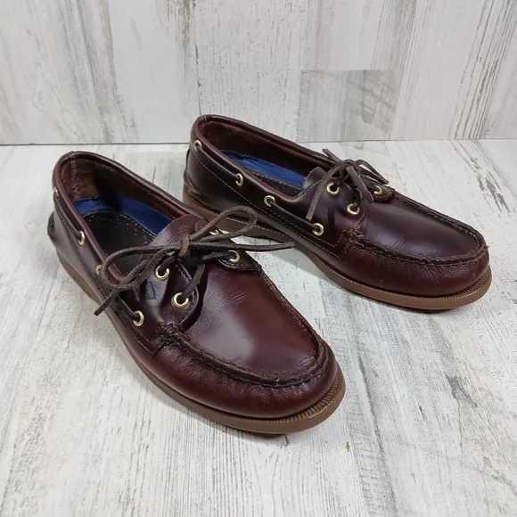 Sperry Top-Sider Authentic Original 2-Eye Brown Leather Boat Shoes Deck Shoes