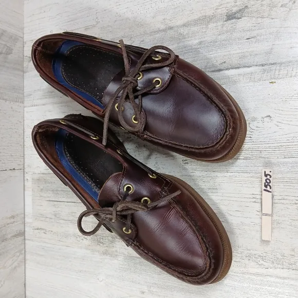 Sperry Top-Sider Authentic Original 2-Eye Brown Leather Boat Shoes Deck Shoes
