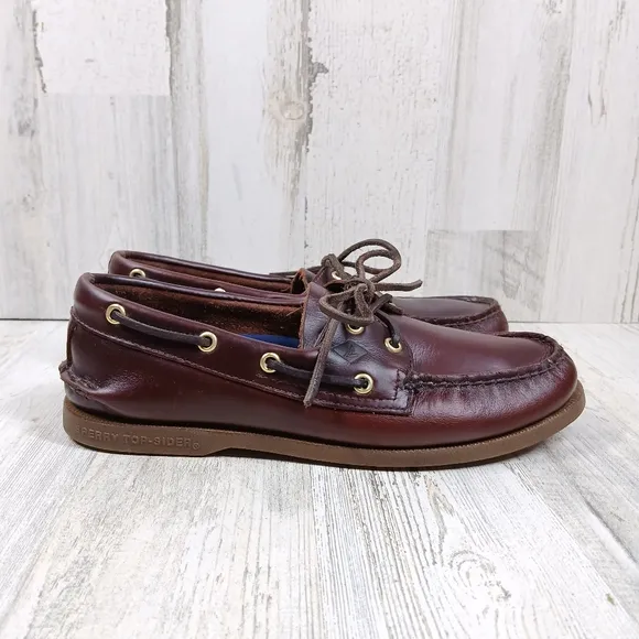 Sperry Top-Sider Authentic Original 2-Eye Brown Leather Boat Shoes Deck Shoes