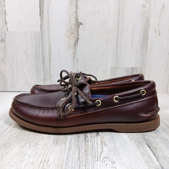 Sperry Top-Sider Authentic Original 2-Eye Brown Leather Boat Shoes Deck Shoes