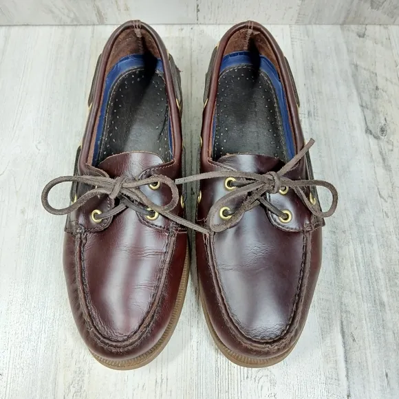 Sperry Top-Sider Authentic Original 2-Eye Brown Leather Boat Shoes Deck Shoes