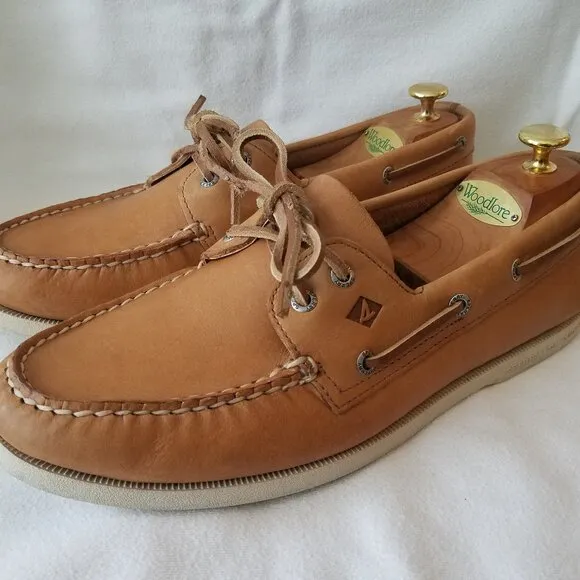 Sperry Top Sider Boat Shoes Mens 11 W Authentic Original Two Eye Brown
