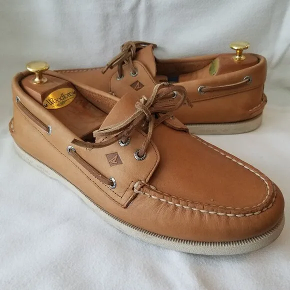 Sperry Top Sider Boat Shoes Mens 11 W Authentic Original Two Eye Brown