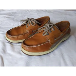 Sperry Top-Sider Brown Leather Boat Shoes Men 8XW Prep Nautical Deck Coastal
