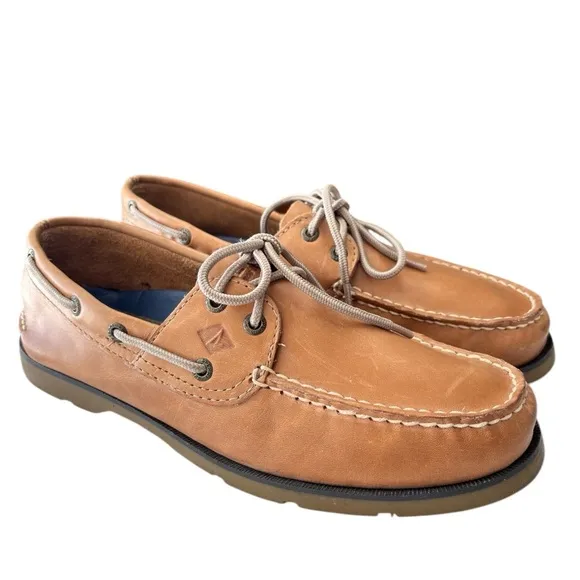 Sperry Top-Sider Mens Leeward 2 Eye Boat Shoe Size 9 Classic Leather Sahara Tan