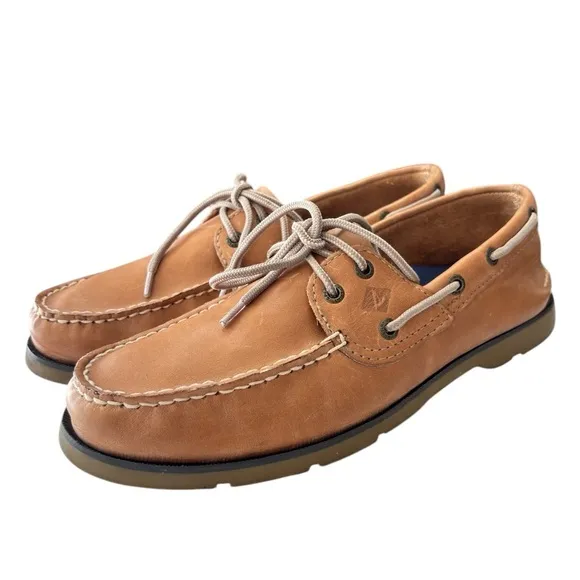 Sperry Top-Sider Mens Leeward 2 Eye Boat Shoe Size 9 Classic Leather Sahara Tan